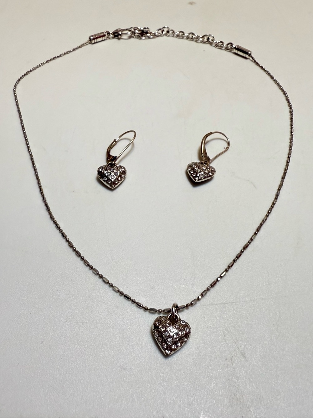 Brighton Pavé Crystal Heart Necklace & Earring Set with Bag